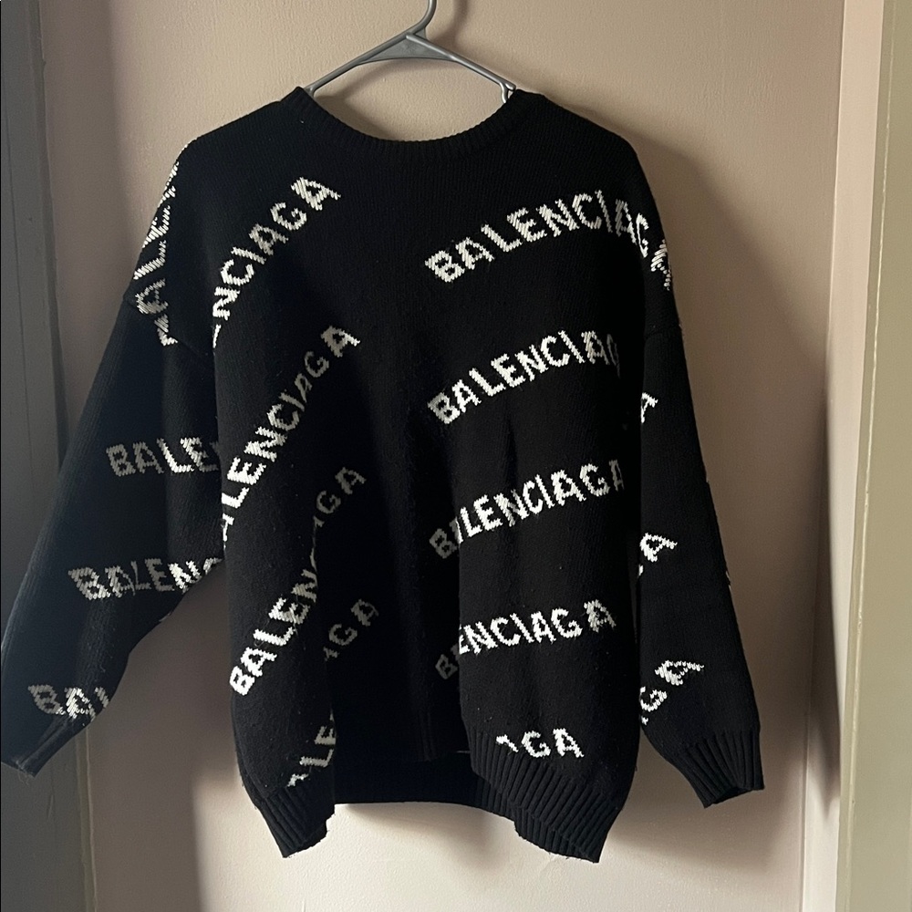 Balenciaga Black and White Logo Knit